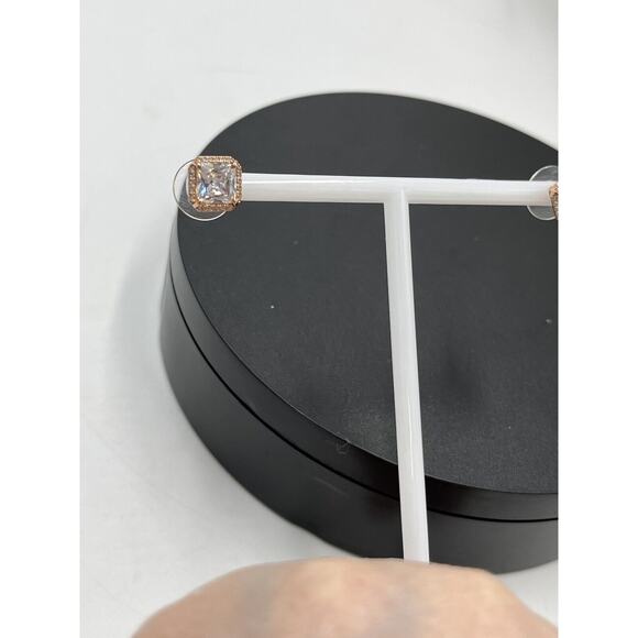 Kate spade Save The Date Pave Princess Cut Bling shiny Rose Gold Stud Earrings - Picture 14 of 16